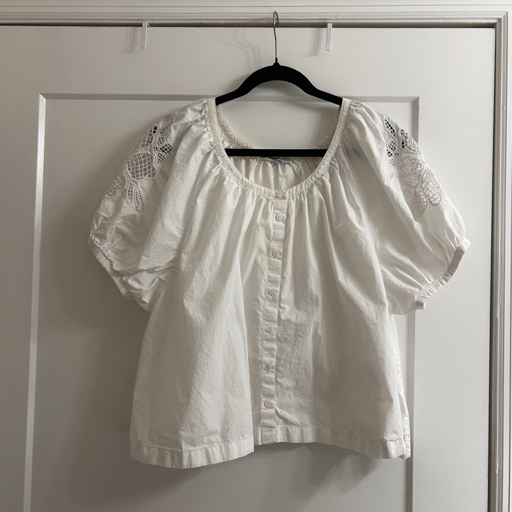 Madewell Cream Puff Sleeve Blouse with Lace
